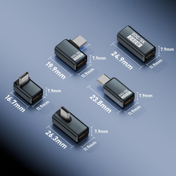 240W 80Gbps USB4 2.0 Type-C Full Function Adapter, Model:Side Bend