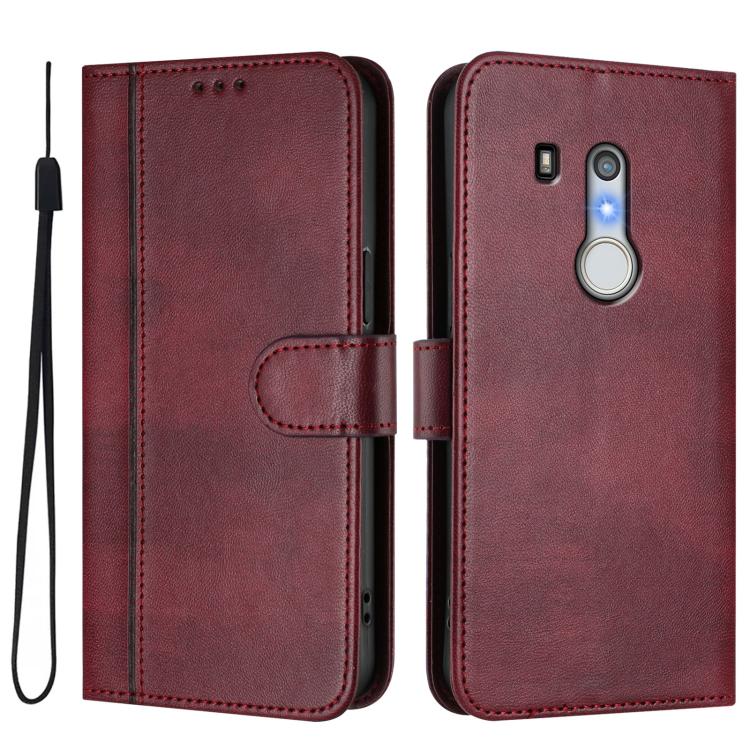 For Fujitsu Arrows Be3 F-02L Line Splicing Buckle Retro Leather Phone Case
