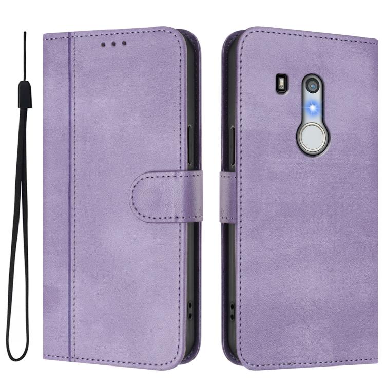 For Fujitsu Arrows Be3 F-02L Line Splicing Buckle Retro Leather Phone Case