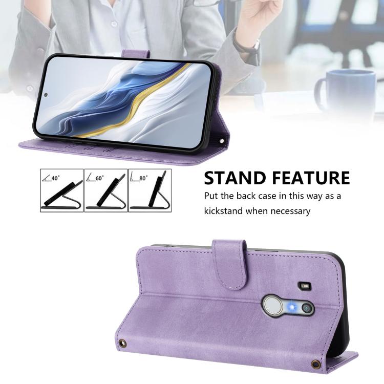 For Fujitsu Arrows Be3 F-02L Line Splicing Buckle Retro Leather Phone Case