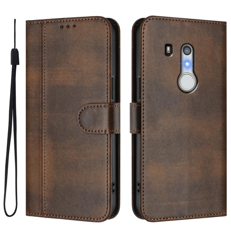 For Fujitsu Arrows Be3 F-02L Line Splicing Buckle Retro Leather Phone Case