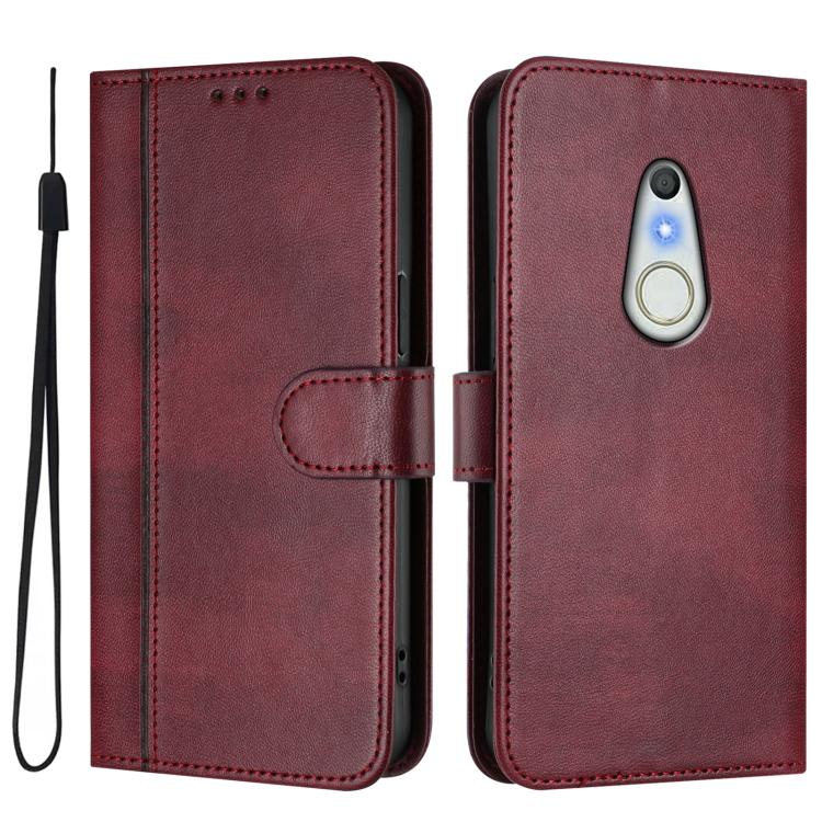 For Fujitsu Arrows Be4 F-41A Line Splicing Buckle Retro Leather Phone Case