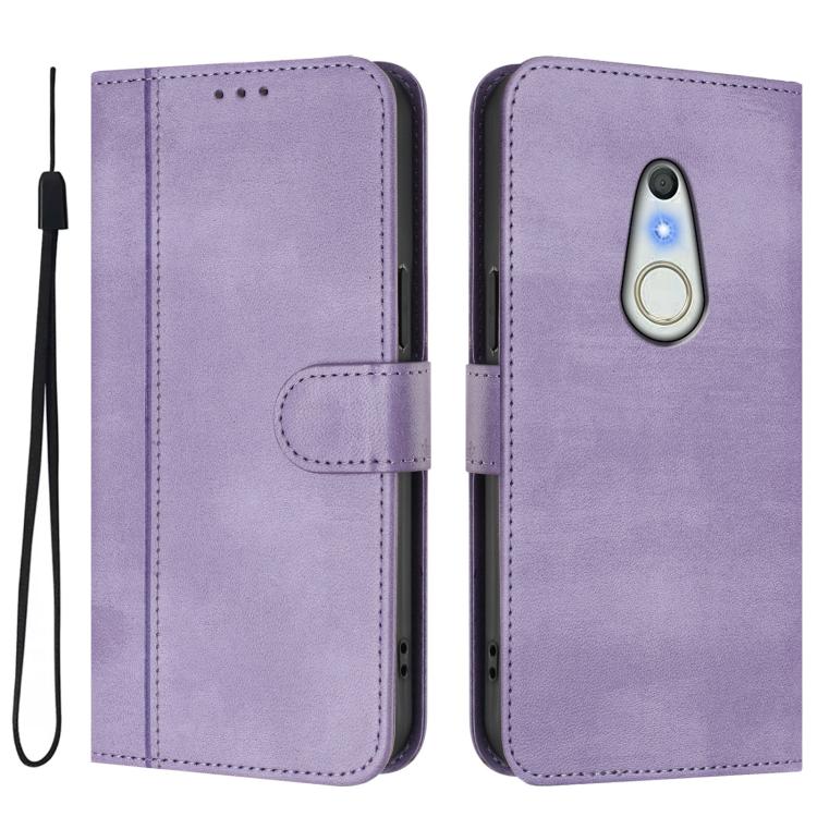 For Fujitsu Arrows Be4 F-41A Line Splicing Buckle Retro Leather Phone Case