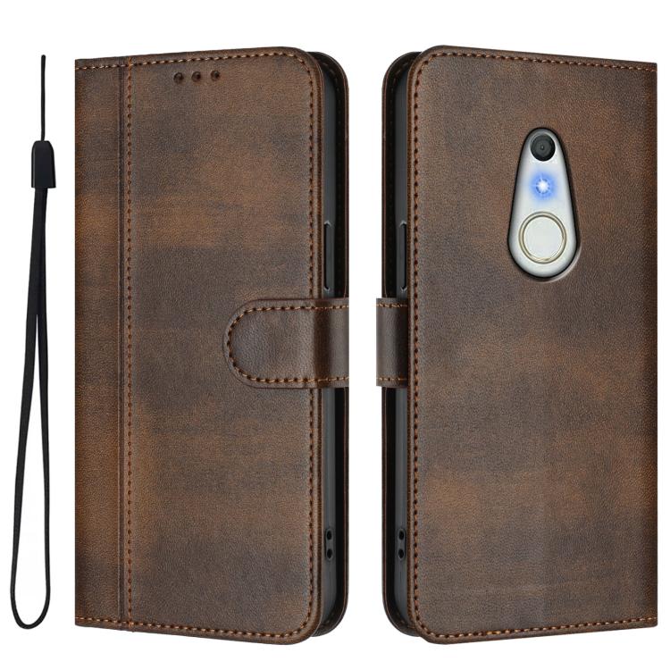 For Fujitsu Arrows Be4 F-41A Line Splicing Buckle Retro Leather Phone Case