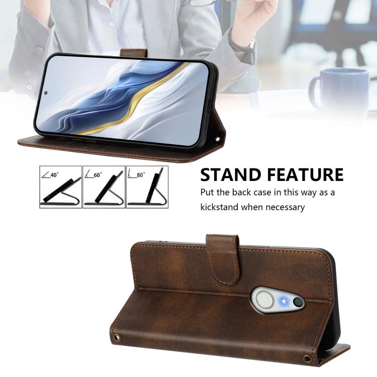 For Fujitsu Arrows Be4 F-41A Line Splicing Buckle Retro Leather Phone Case