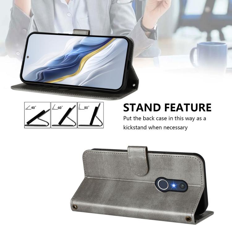 For Fujitsu Arrow Be4 Plus F-41B Line Splicing Buckle Retro Leather Phone Case