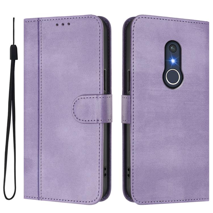 For Fujitsu Arrow Be4 Plus F-41B Line Splicing Buckle Retro Leather Phone Case