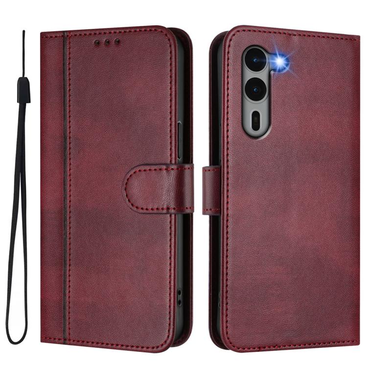 For Fujitsu Arrows We2 Plus F-51E Line Splicing Buckle Retro Leather Phone Case
