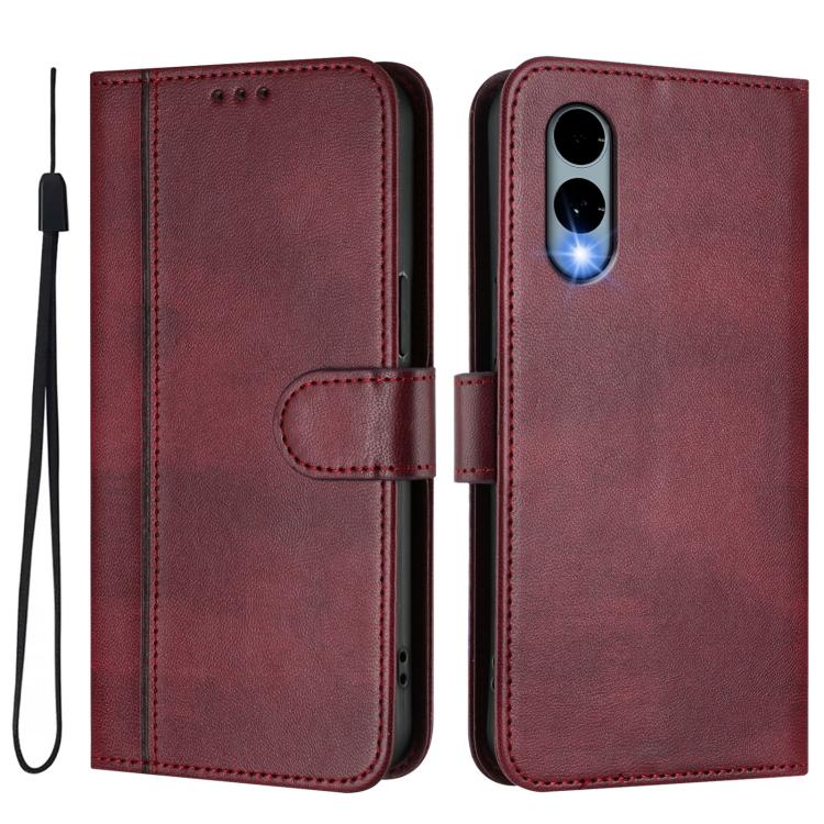 For Fujitsu Arrows We2 F-52E Line Splicing Buckle Retro Leather Phone Case