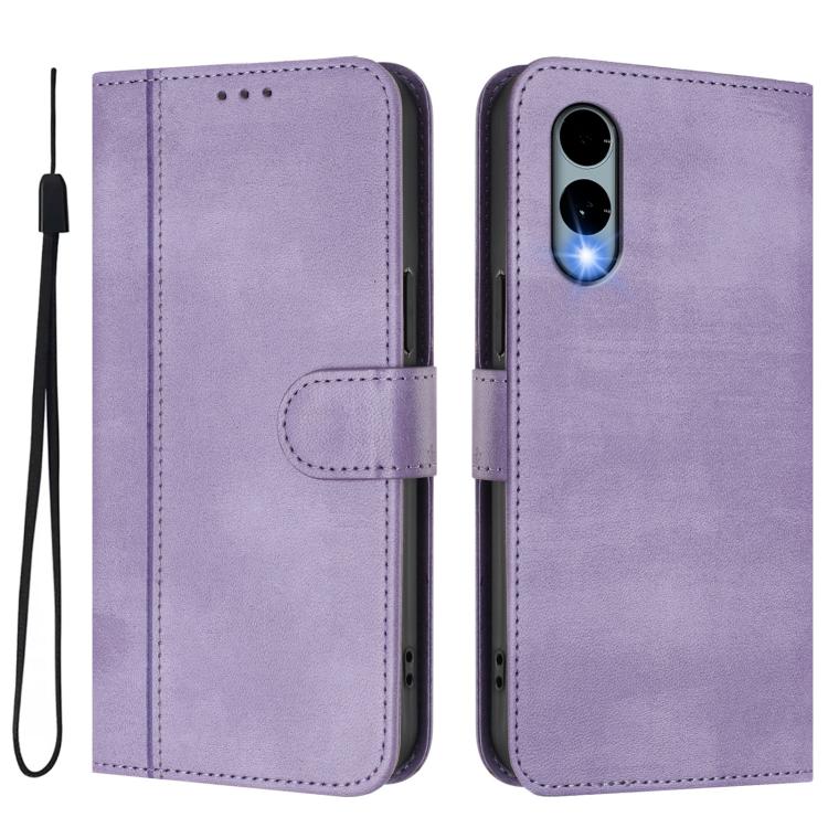 For Fujitsu Arrows We2 F-52E Line Splicing Buckle Retro Leather Phone Case