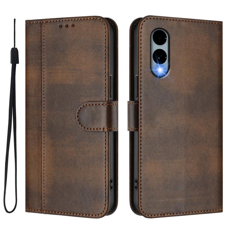 For Fujitsu Arrows We2 F-52E Line Splicing Buckle Retro Leather Phone Case