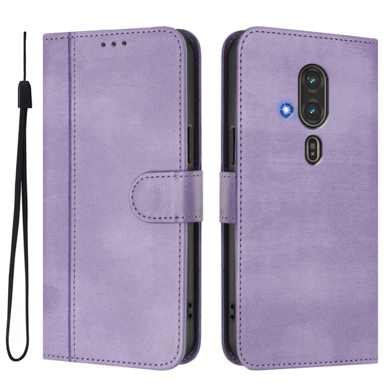 For Fujitsu FCNT Rakuraku F-53E Line Splicing Buckle Retro Leather Phone Case