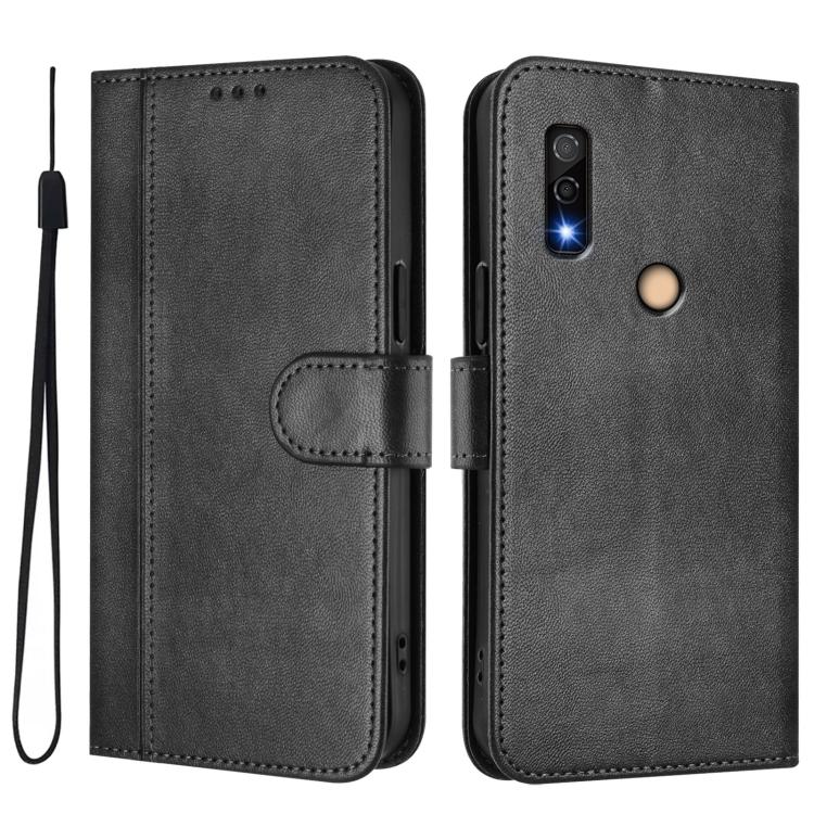 For Fujitsu Arrows We3 Line Splicing Buckle Retro Leather Phone Case