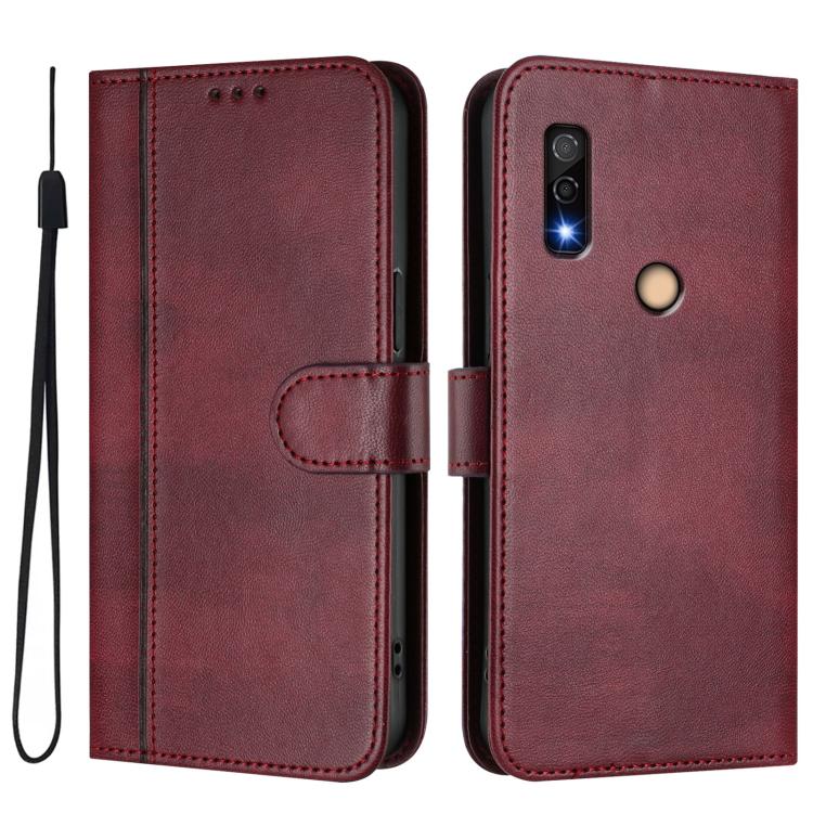 For Fujitsu Arrows We3 Line Splicing Buckle Retro Leather Phone Case