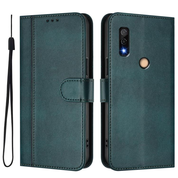 For Fujitsu Arrows We3 Line Splicing Buckle Retro Leather Phone Case