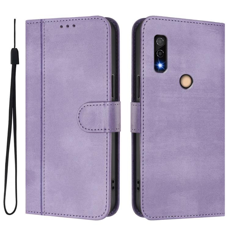 For Fujitsu Arrows We3 Line Splicing Buckle Retro Leather Phone Case