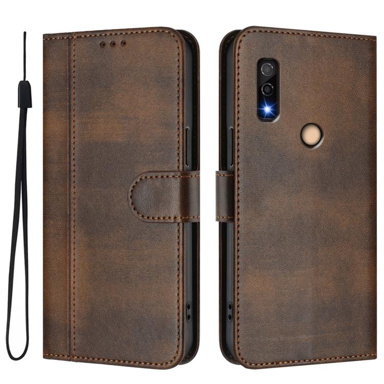 For Fujitsu Arrows We3 Line Splicing Buckle Retro Leather Phone Case