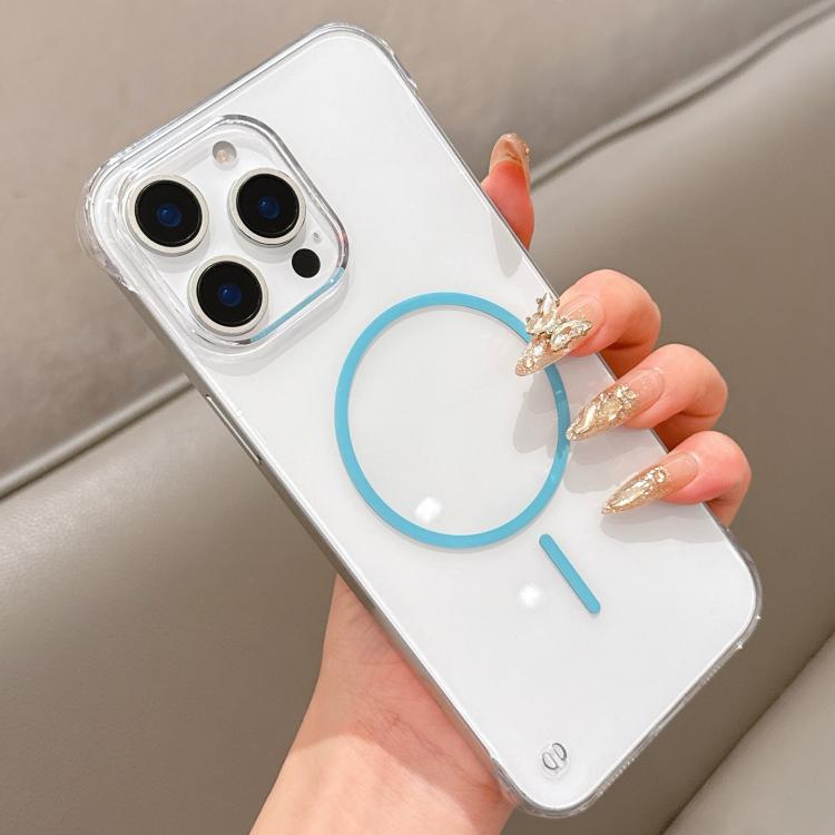 For iPhone 15 Pro Max Half Frame Transparent PC MagSafe Phone Case