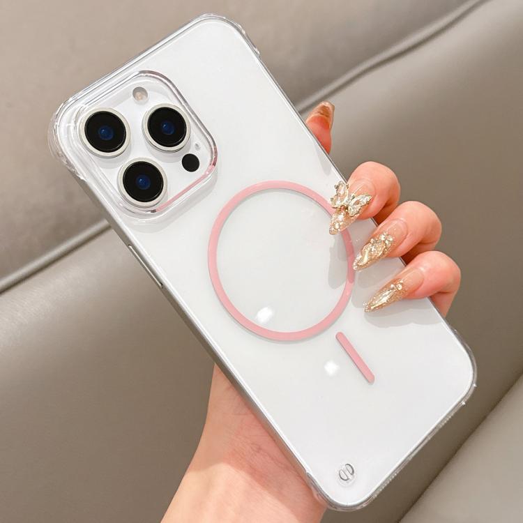 For iPhone 15 Pro Half Frame Transparent PC MagSafe Phone Case