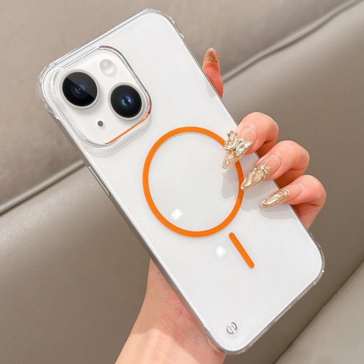 For iPhone 14 Half Frame Transparent PC MagSafe Phone Case