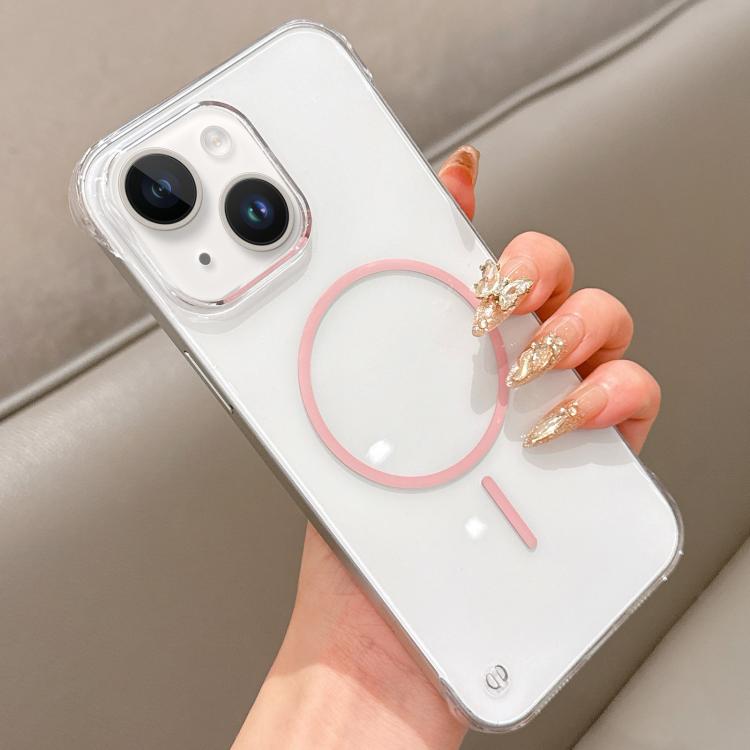 For iPhone 14 Half Frame Transparent PC MagSafe Phone Case