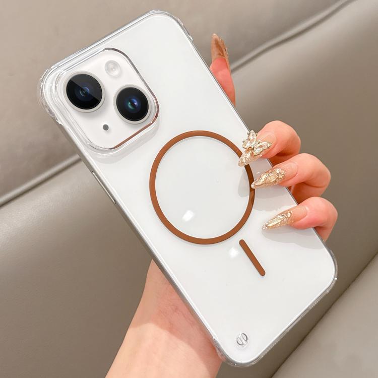 For iPhone 14 Half Frame Transparent PC MagSafe Phone Case