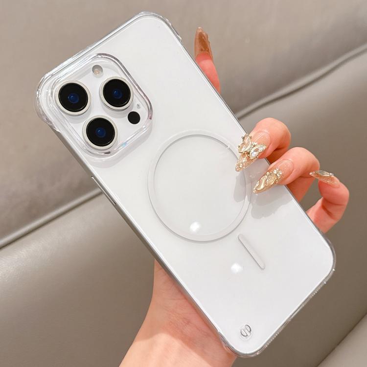 For iPhone 14 Pro Max Half Frame Transparent PC MagSafe Phone Case