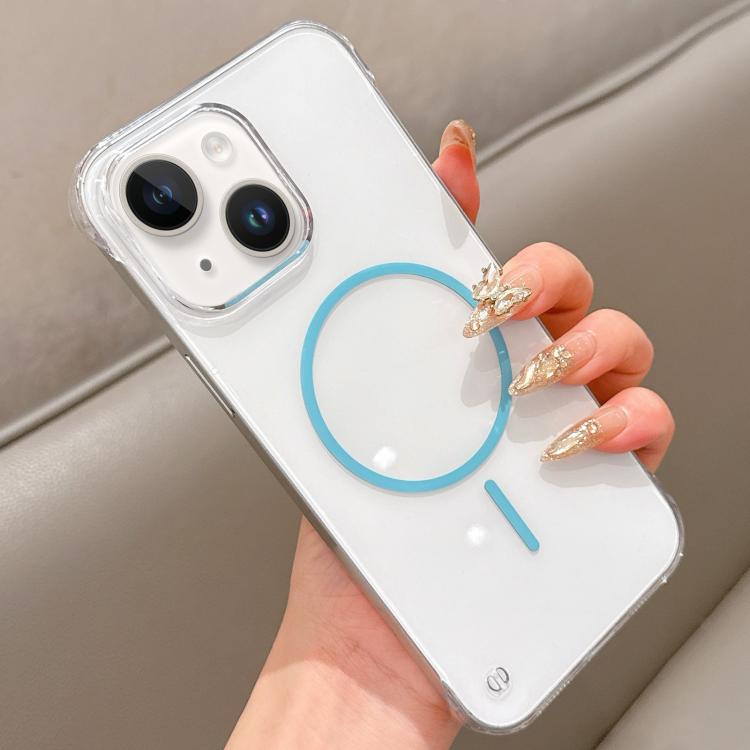 For iPhone 13 Half Frame Transparent PC MagSafe Phone Case