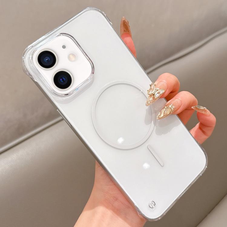 For iPhone 12 Half Frame Transparent PC MagSafe Phone Case