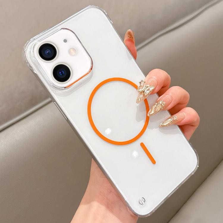 For iPhone 12 Half Frame Transparent PC MagSafe Phone Case