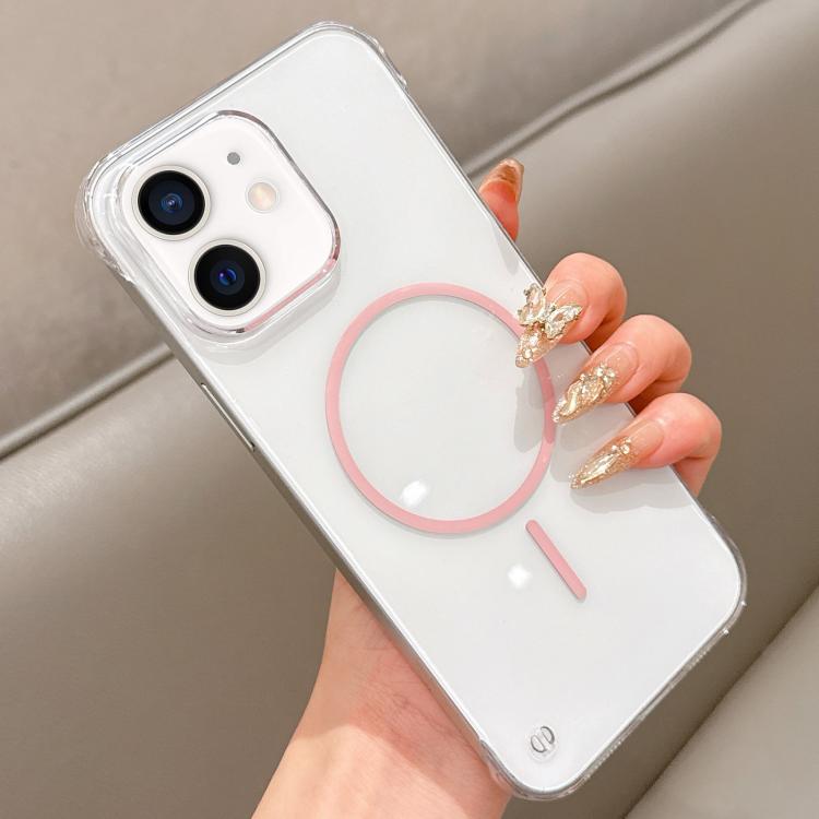For iPhone 12 Half Frame Transparent PC MagSafe Phone Case