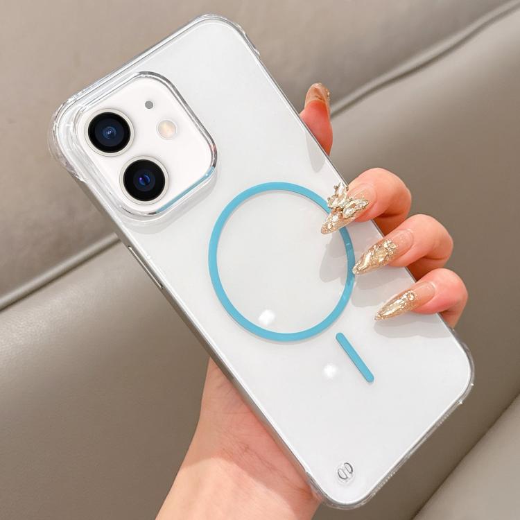 For iPhone 12 Half Frame Transparent PC MagSafe Phone Case
