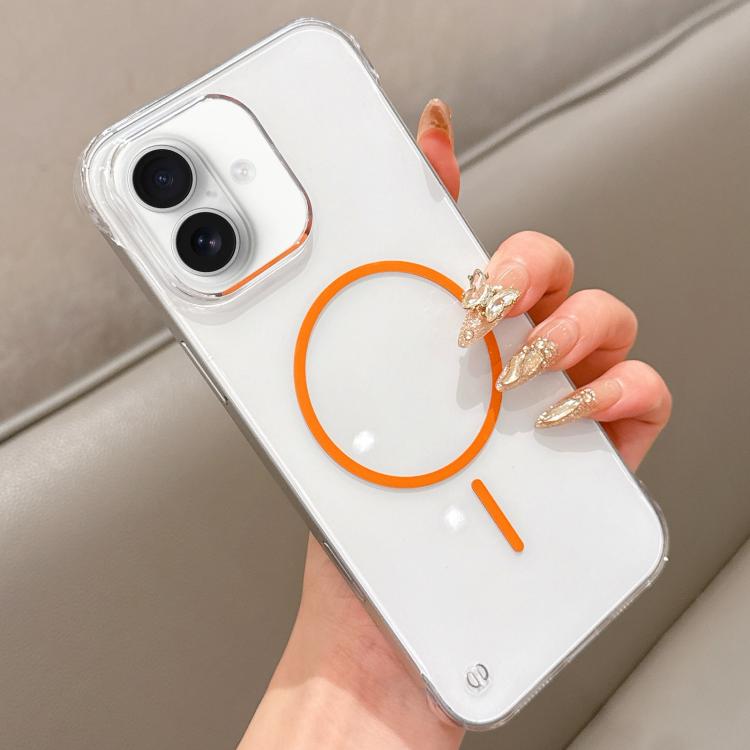 For iPhone 16 Plus Half Frame Transparent PC MagSafe Phone Case