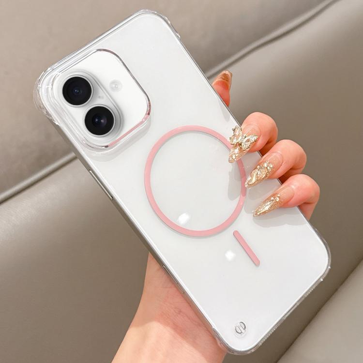 For iPhone 16 Plus Half Frame Transparent PC MagSafe Phone Case