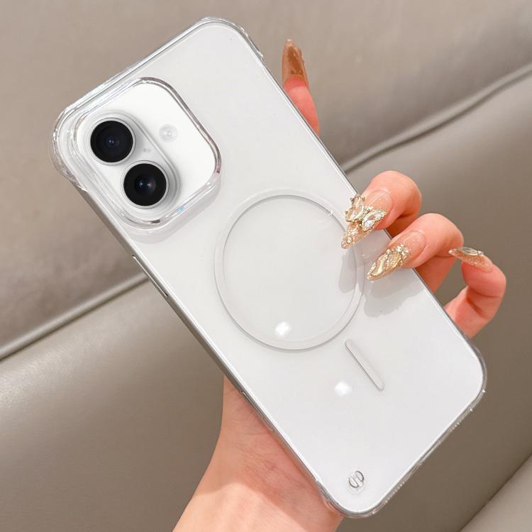 For iPhone 16 Half Frame Transparent PC MagSafe Phone Case