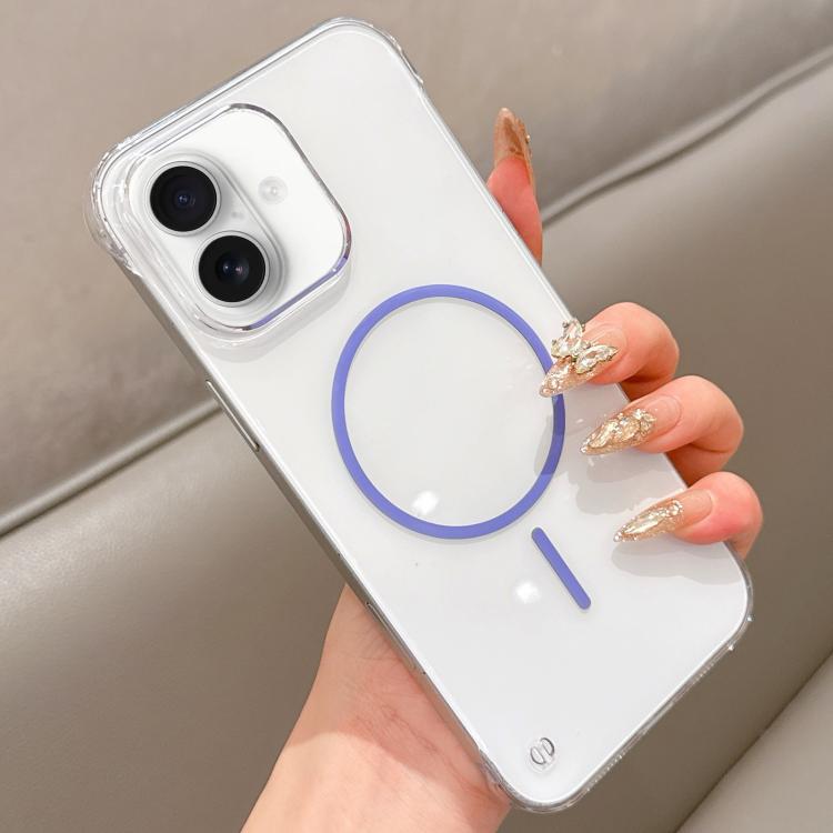 For iPhone 16 Half Frame Transparent PC MagSafe Phone Case