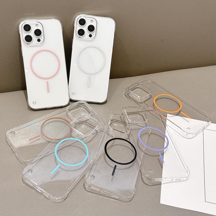 For iPhone 16 Plus Half Frame Transparent PC MagSafe Phone Case
