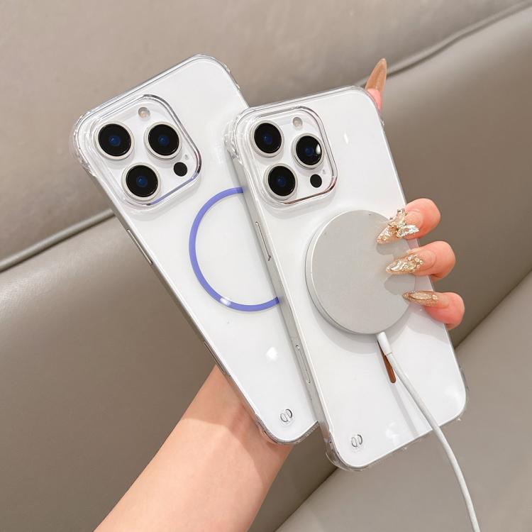 For iPhone 16 Half Frame Transparent PC MagSafe Phone Case