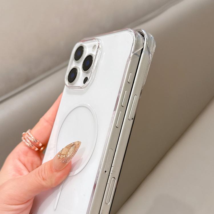 For iPhone 12 Pro Max Half Frame Transparent PC MagSafe Phone Case