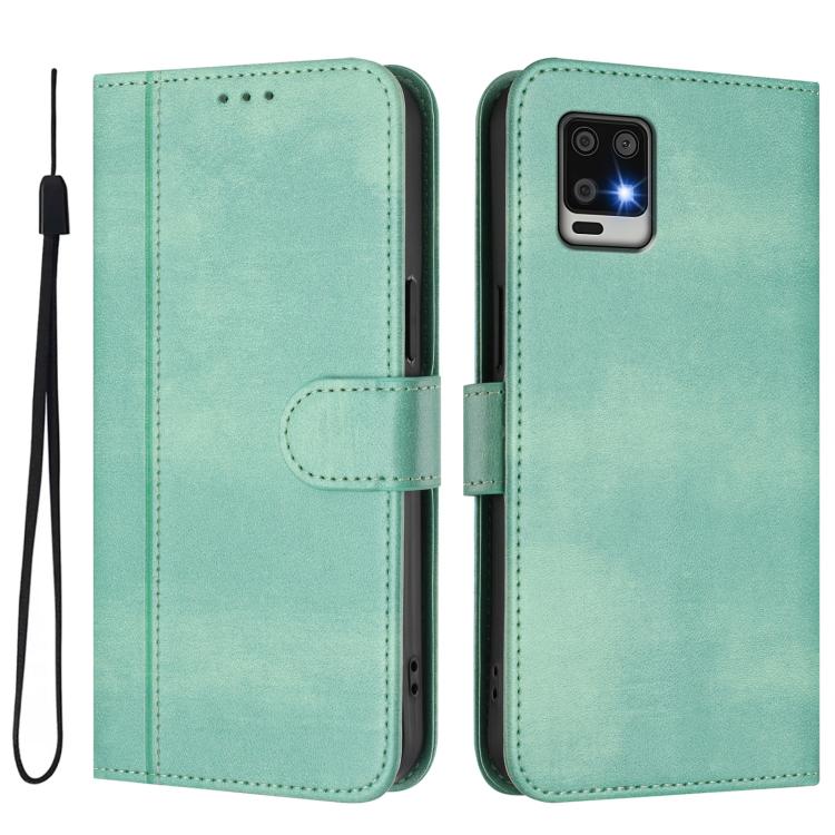 For Sharp Aquos Air / Aquos Zero6 Line Splicing Buckle Retro Leather Phone Case