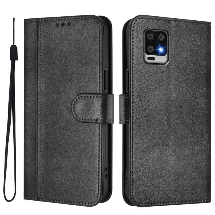 For Sharp Aquos Air / Aquos Zero6 Line Splicing Buckle Retro Leather Phone Case