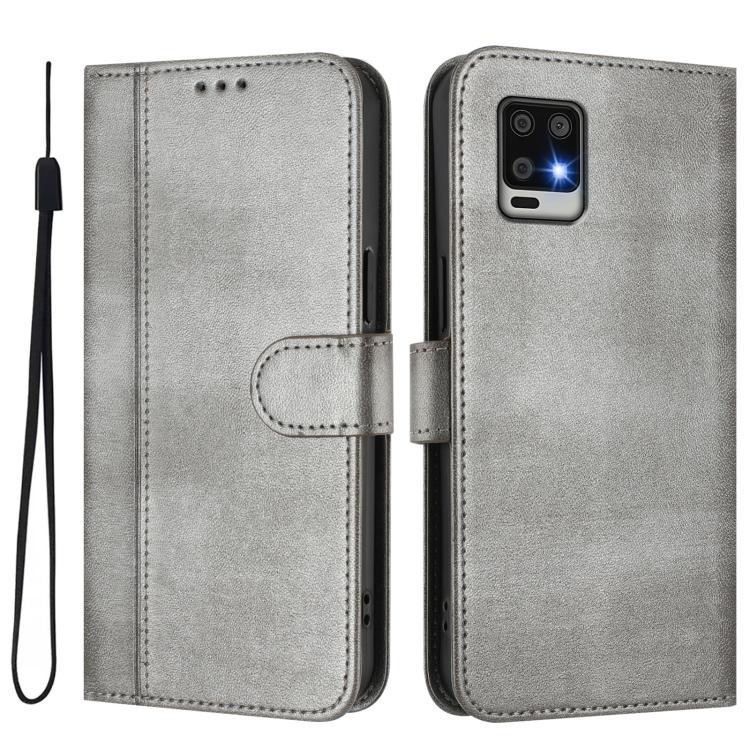 For Sharp Aquos Air / Aquos Zero6 Line Splicing Buckle Retro Leather Phone Case