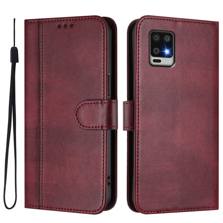 For Sharp Aquos Air / Aquos Zero6 Line Splicing Buckle Retro Leather Phone Case