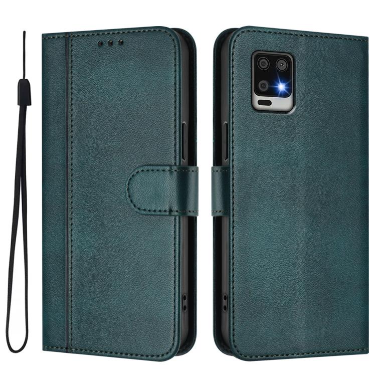 For Sharp Aquos Air / Aquos Zero6 Line Splicing Buckle Retro Leather Phone Case