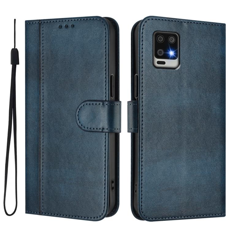 For Sharp Aquos Air / Aquos Zero6 Line Splicing Buckle Retro Leather Phone Case