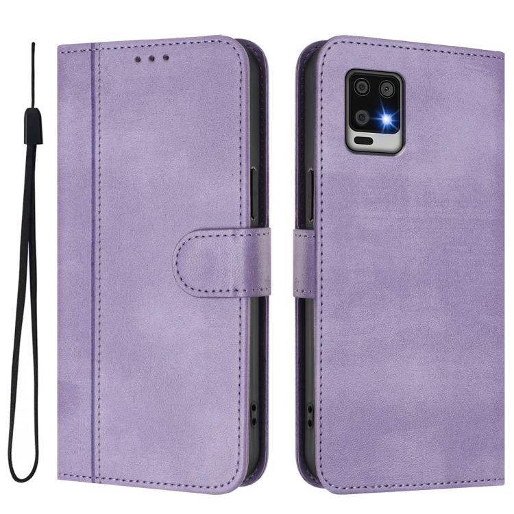 For Sharp Aquos Air / Aquos Zero6 Line Splicing Buckle Retro Leather Phone Case
