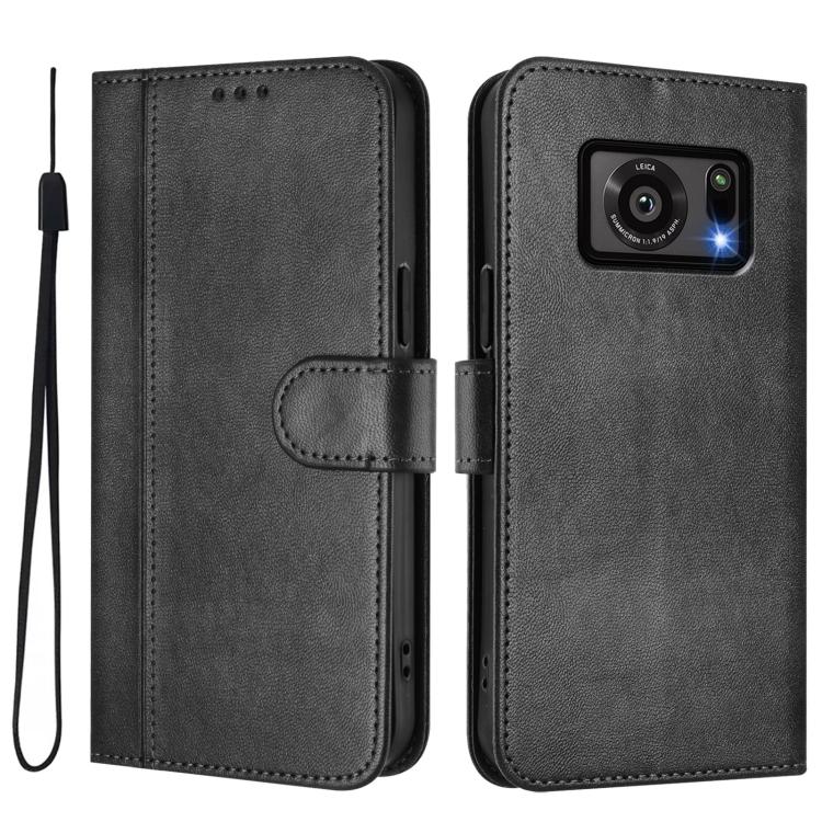 For Sharp Aquos R6 SH-51B Line Splicing Buckle Retro Leather Phone Case