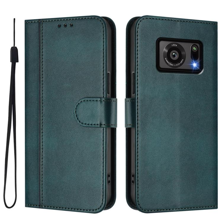 For Sharp Aquos R6 SH-51B Line Splicing Buckle Retro Leather Phone Case