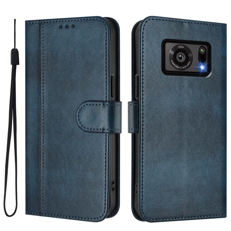 For Sharp Aquos R6 SH-51B Line Splicing Buckle Retro Leather Phone Case
