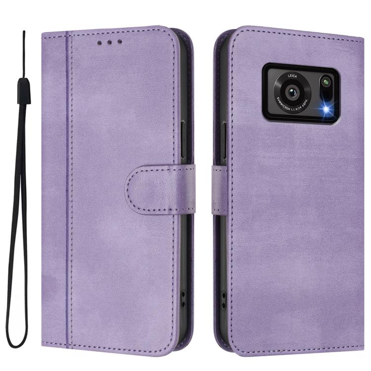 For Sharp Aquos R6 SH-51B Line Splicing Buckle Retro Leather Phone Case